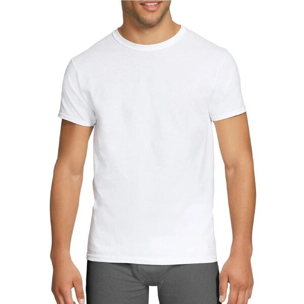 Mens COTTON STRETCH T-SHIRT Tee Top Plain Blank Adults Slim Skinny Fitted White / S