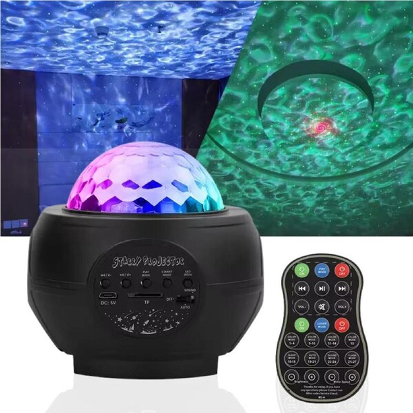 Colorful LED Rotating Musical Star Night Light and Ocean Wave Projector with Bluetooth