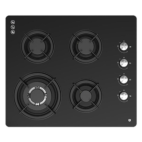 Tisira 60cm 4 Burner Black Glass Gas Cooktop (TGWF61G)