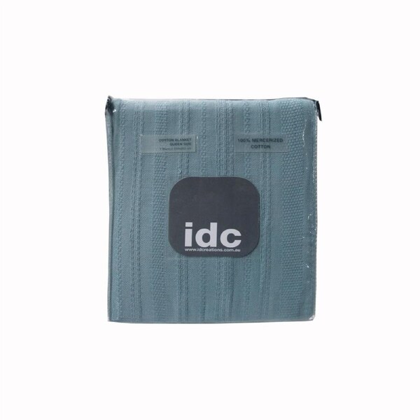 400GSM 100% Mercerized Cotton Blanket Blue QUEEN by IDC Homewares