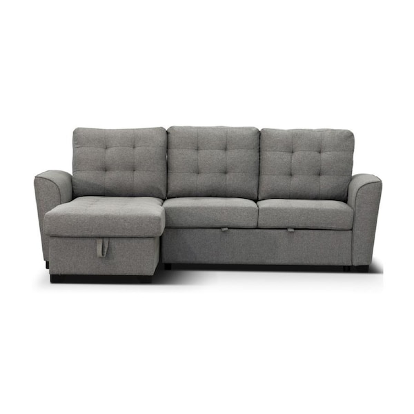 Camden 2 Seater Fabric Sofa Bed Reversable Storage Chaise Grey