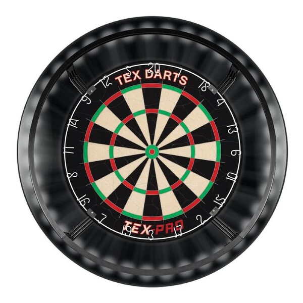 TEX Pro Dart Board + BLACK Surround + Target Corona Light + Darts
