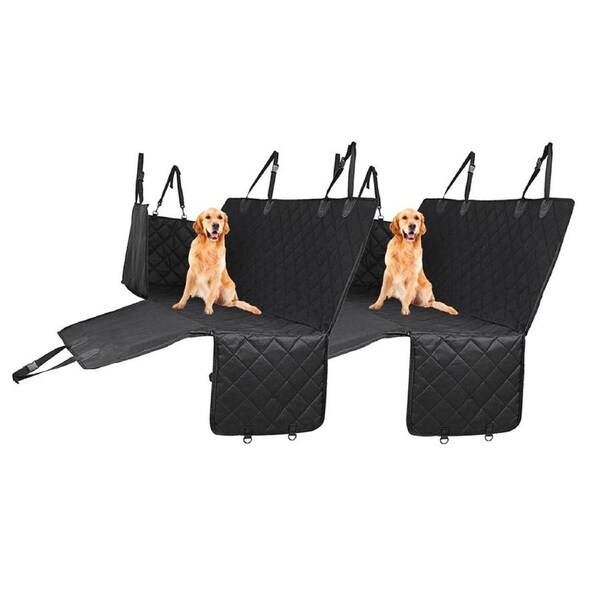 SOGA 2X 600D Oxford Cloth Waterproof Dog Car Cover Back Seat Protector Hammock Non-Slip Pet Mat Black