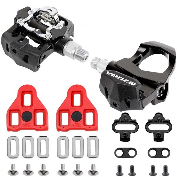 Venzo Sealed Fitness Exercise Spin Bike Bicycle Pedals & Cleats - Compatible with Peloton & LOOK ARC DELTA & Shimano SPD 9/16"
