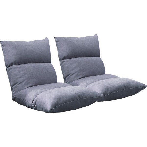 SOGA 2X Lounge Floor Recliner Adjustable Lazy Sofa Bed Folding Game Chair Grey