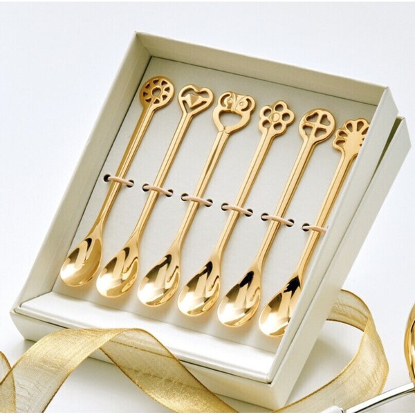 Bugatti Lucky Charm Set of 6 Moka Spoons - Gold