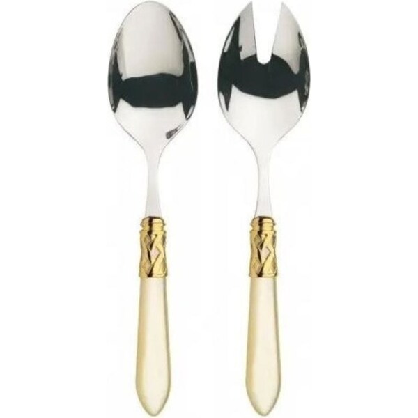 Bugatti Aladdin Gold Plated 2pc Salad Set - Ivory
