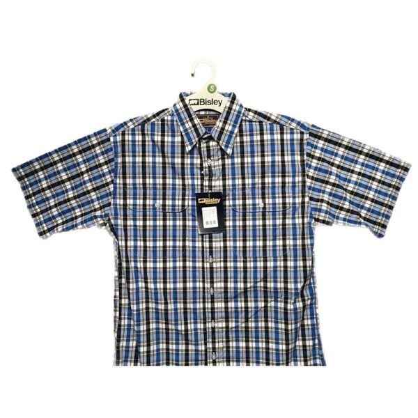 BISLEY SHORT SLEEVE SHIRT Everyday Casual Business Work Cotton Blend Check BS2572_CBLK (BLK) / S