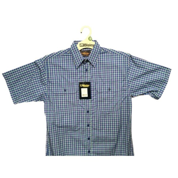 BISLEY SHORT SLEEVE SHIRT Everyday Casual Business Work Cotton Blend Check BS2573_CAMO (AMO) / S