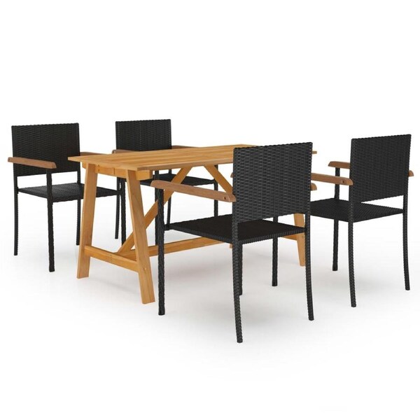 5 Piece Garden Dining Set Black vidaXL