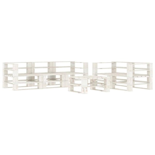 6 Piece Garden Pallet Lounge Set Wood White vidaXL