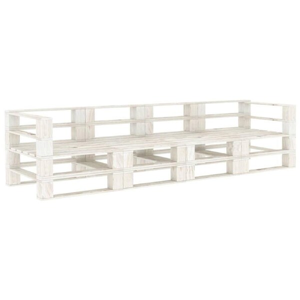 Garden Pallet Sofa White 4-Seater Wood vidaXL