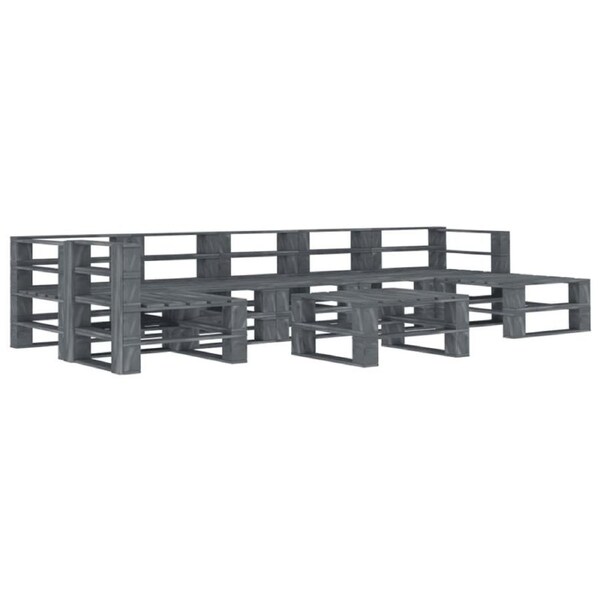 8 Piece Garden Pallet Lounge Set Wood Grey vidaXL