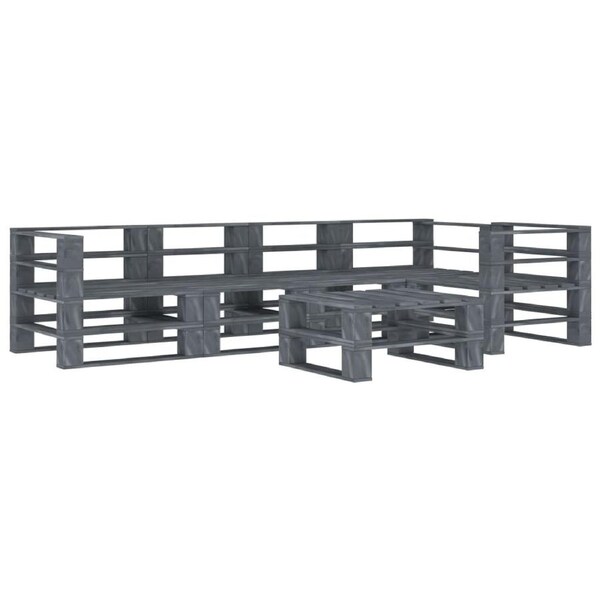 6 Piece Garden Pallet Lounge Set Wood Grey vidaXL