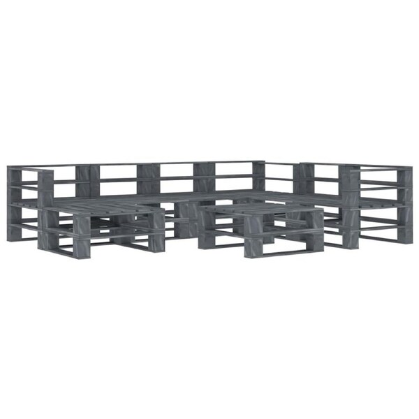 8 Piece Garden Pallet Lounge Set Wood Grey vidaXL