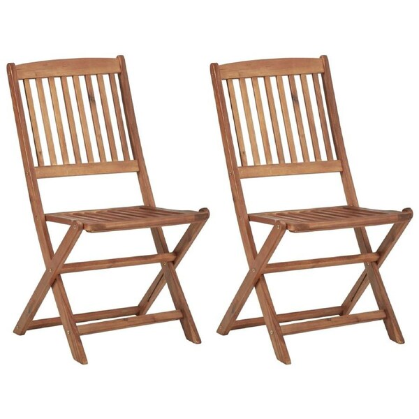 Folding Outdoor Chairs 2 pcs Solid Acacia Wood vidaXL