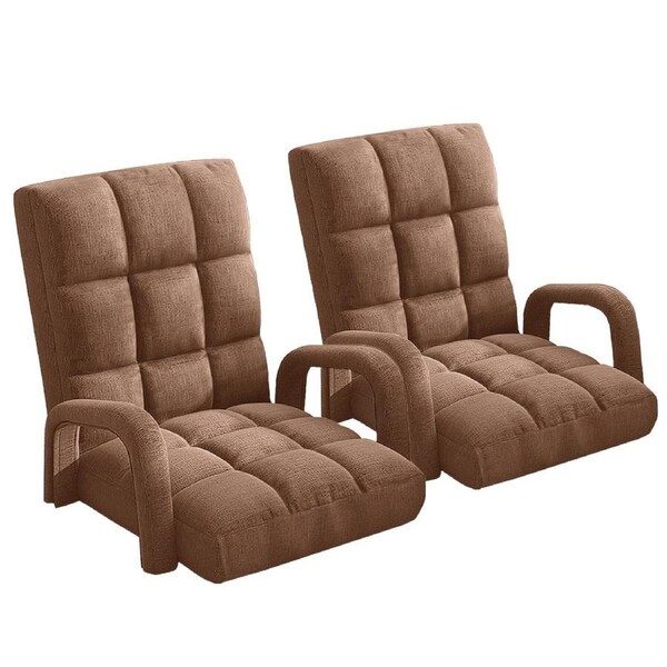 SOGA 2X Foldable Lounge Cushion Adjustable Floor Lazy Recliner Chair with Armrest Coffee