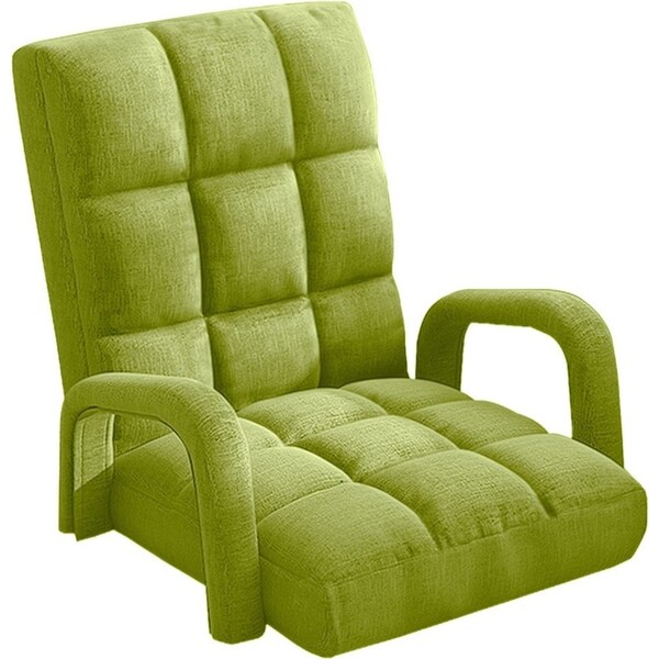 SOGA Foldable Lounge Cushion Adjustable Floor Lazy Recliner Chair with Armrest Yellow Green