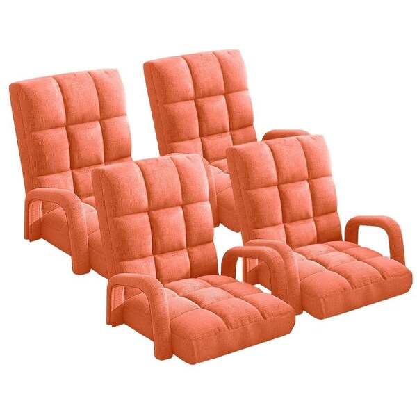 SOGA 4X Foldable Lounge Cushion Adjustable Floor Lazy Recliner Chair with Armrest Orange