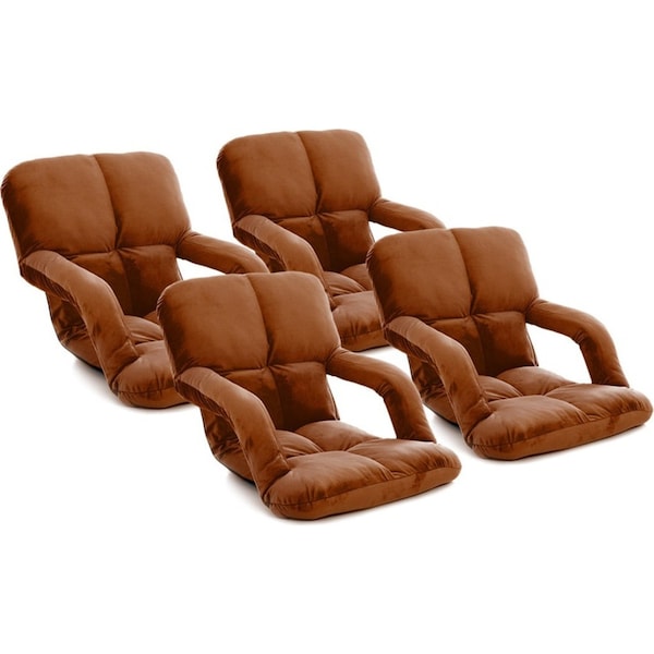 SOGA 4X Foldable Lounge Cushion Adjustable Floor Lazy Recliner Chair with Armrest Coffee