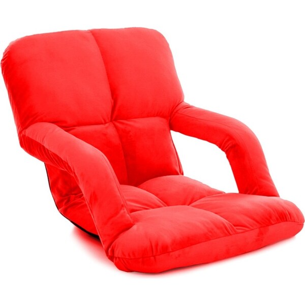 SOGA Foldable Lounge Cushion Adjustable Floor Lazy Recliner Chair with Armrest Red