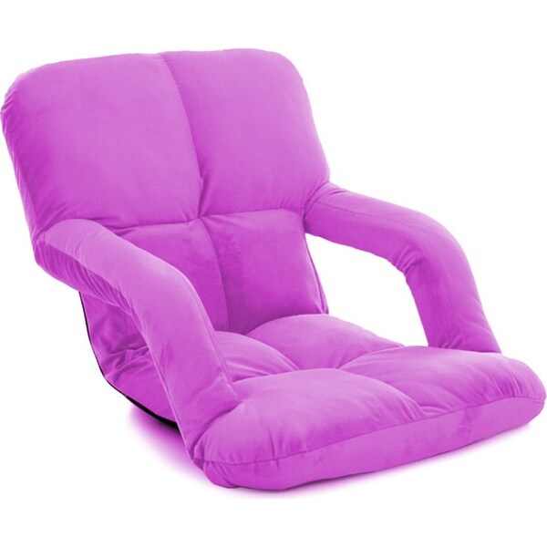 SOGA Foldable Lounge Cushion Adjustable Floor Lazy Recliner Chair with Armrest Purple