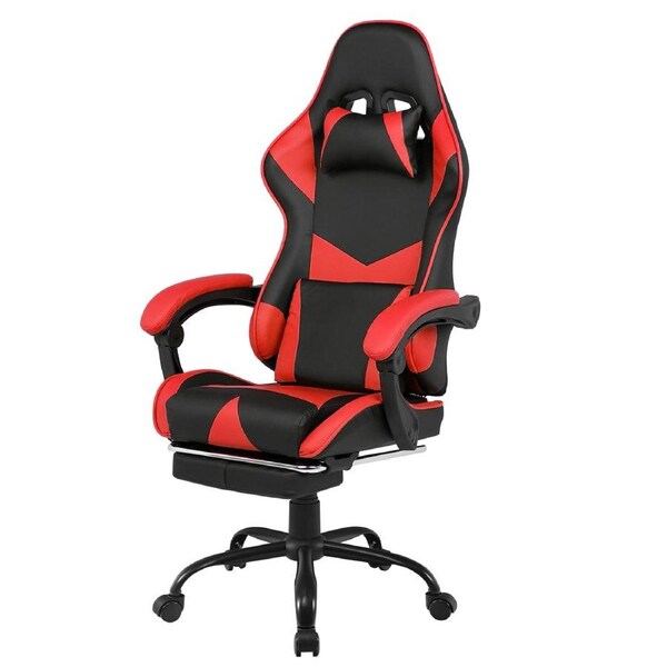 Advwin Gaming Chair Racing Recliner Ergonomic Office Chair Executive Computer Seat with Footrest Red