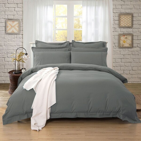 Super Soft Tailored Super King Size Quilt/Doona/Duvet Cover Set - Charcoal
