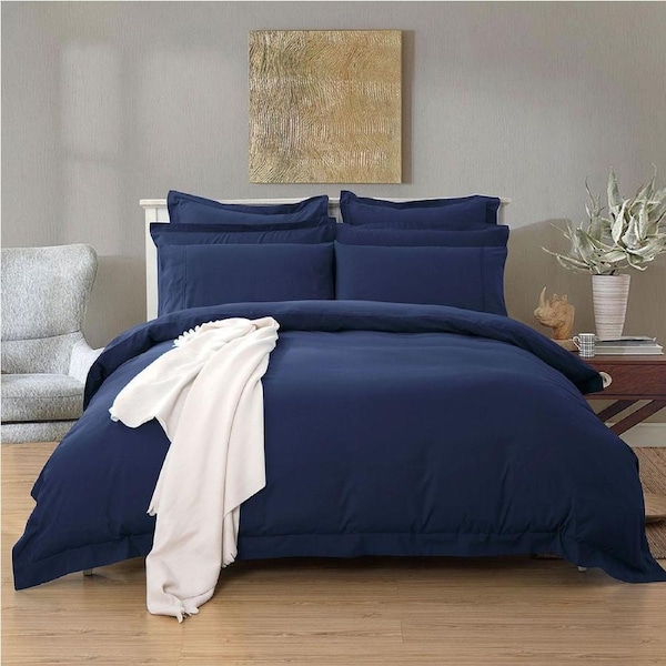 Super Soft Tailored Double Size Quilt/Doona/Duvet Cover Set - Midnight Blue