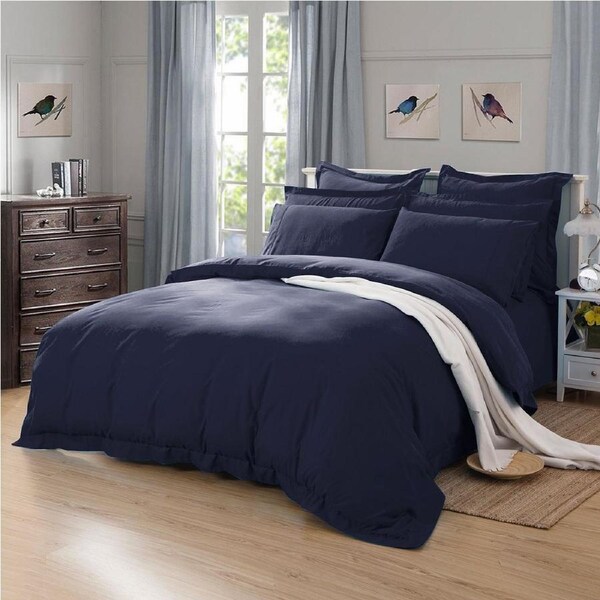 Super Soft Tailored Queen Size Quilt/Doona/Duvet Cover Set - Midnight Blue