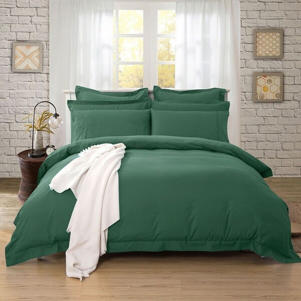 Super Soft Tailored Queen Size Quilt/Doona/Duvet Cover Set - Dark Green