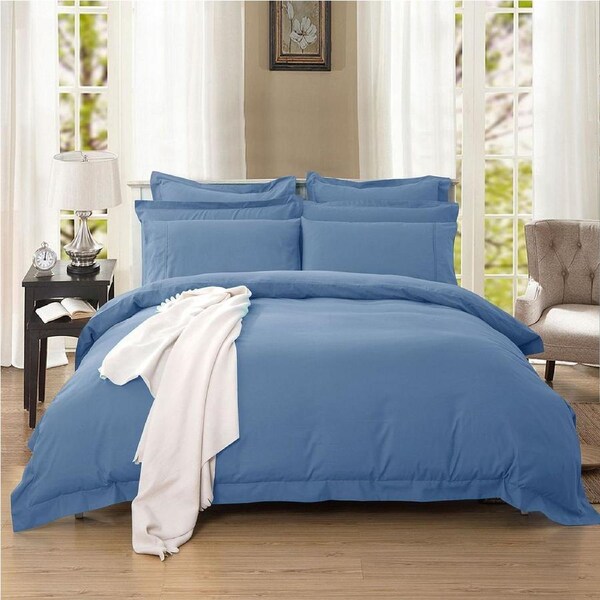 Super Soft Tailored Queen Size Quilt/Doona/Duvet Cover Set - Greyish Blue