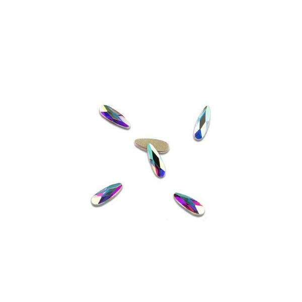 Rhinestones Diamond Crystal Glass AB Nail Flat Back Raindrop Shape 2x6mm 144pcs