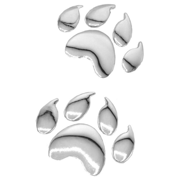 3D Chrome Emblems Car Badge Chrome Plated Metal Adhesive Dog Paws Silver