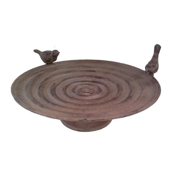 Mr Gecko 2 Birds Cast Iron Beautiful Hand Made Circular Bird Bath - 40cm dia