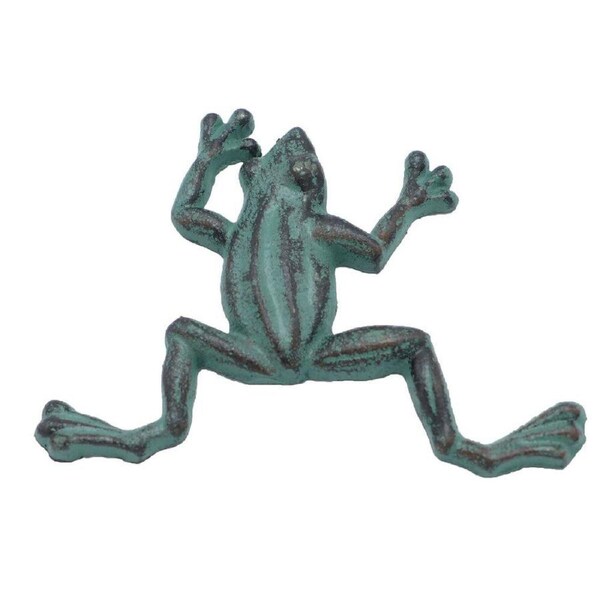 Mr Gecko Cast Iron Cute Handcrafted Frog Decor Figurine Statue Verdigris