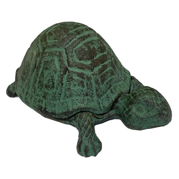Mr Gecko Cast Iron Key Hider Turtle Small Garden Ornament Hand Made Verdigris