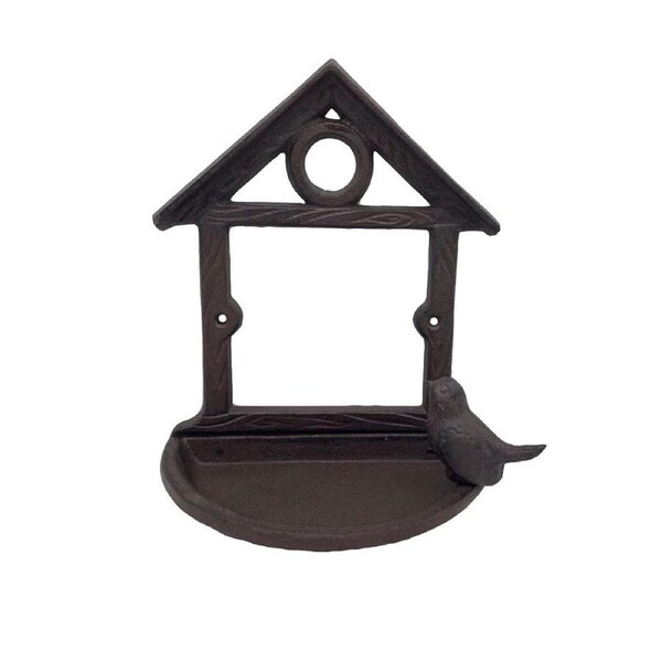 Mr Gecko Cast Iron Bird Feeder House Hand Made Antique Rust