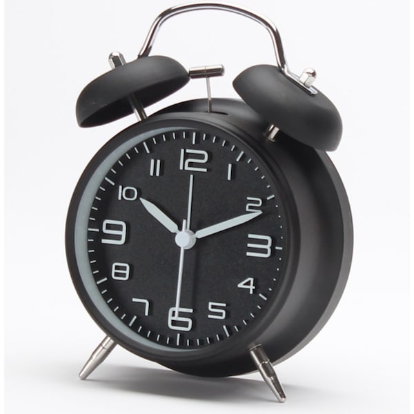 Catzon Analog Alarm Clock 4" Extra Loud Quartz Battery with Backlight Retro Decorative Old School-Black