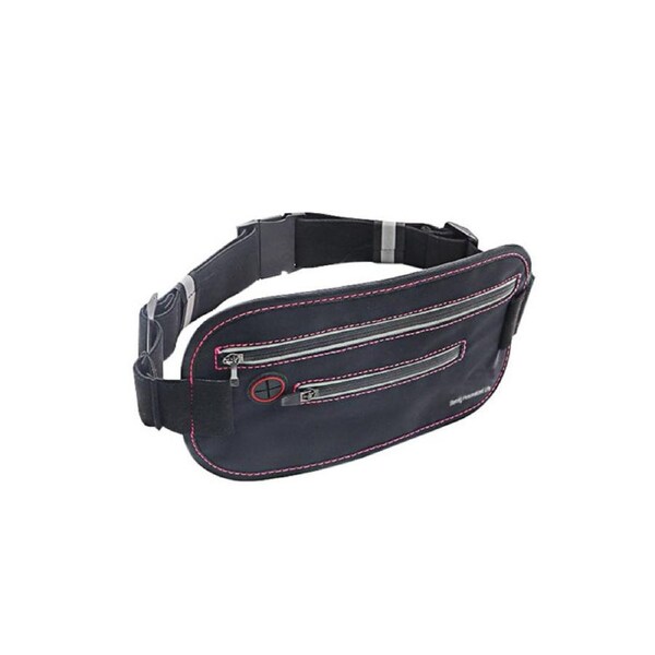 Catzon RH63 Ultra-thin Belt Waist Bag With Double Zipper Pockets For Men And Women -Black+Red Line