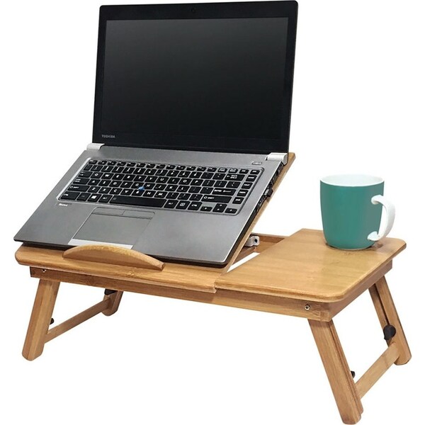 Deluxe Bamboo Laptop Table/Portable Work Station/Desk/Tray Tilt/Foldable Reading