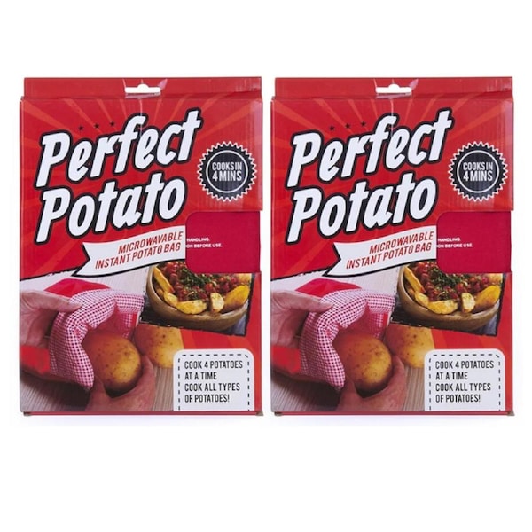 2PK Perfect Baked Potato Instant Microwave Bag Cooker Bread Washable/Reusable