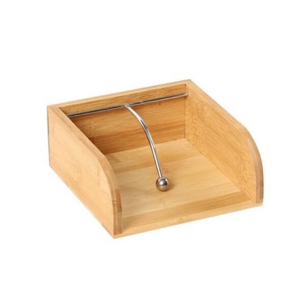 Sherwood Home Natural Bamboo Napkin Holder - Light Brown - 17x17x7cm