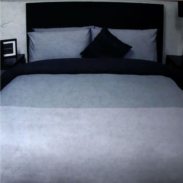 Black 3 Tone Quilt Cover Set + Fitted Sheet Single