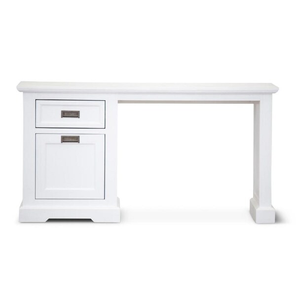Laelia Study Computer Desk 150cm Office Executive Table Solid Acacia Wood -White