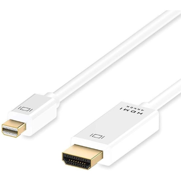 Mini DisplayPort to HDMI White 1.8M Thunderbolt Port Compatible to HDMI Cable Adapter for Surface Pro MacBook Pro iMac Mac Mini Gold Plated