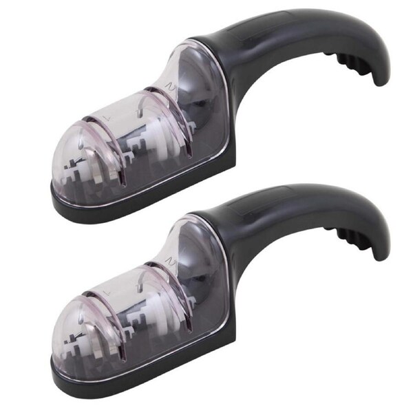 2x Savannah 19cm Duo Roll Knife Sharpener Knives Sharpening Diamond Steel Black