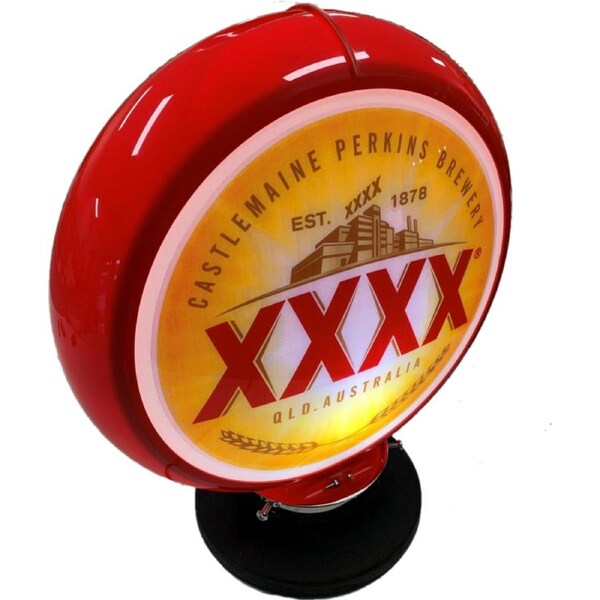 QLD XXXX Beer Castlemaine Bar Lighting Garage Light Sign Illuminated Globe on Base