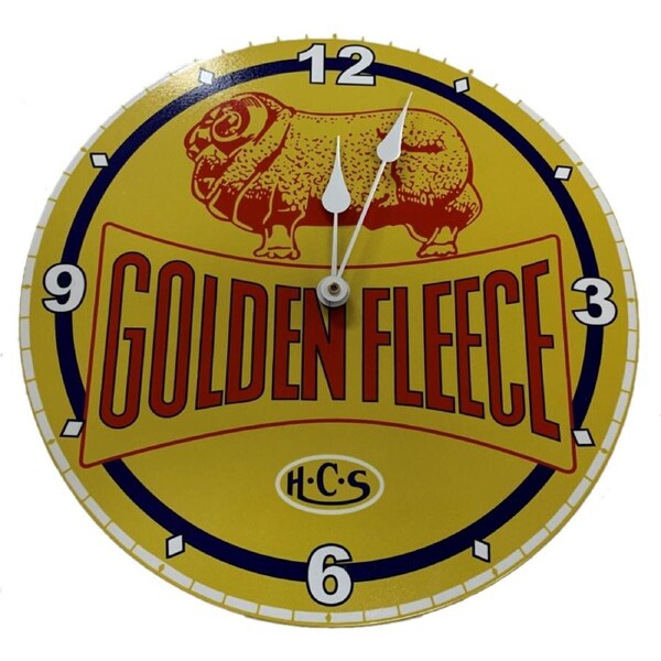 Golden Fleece Fuel Petrol Station Metal Clock Sign