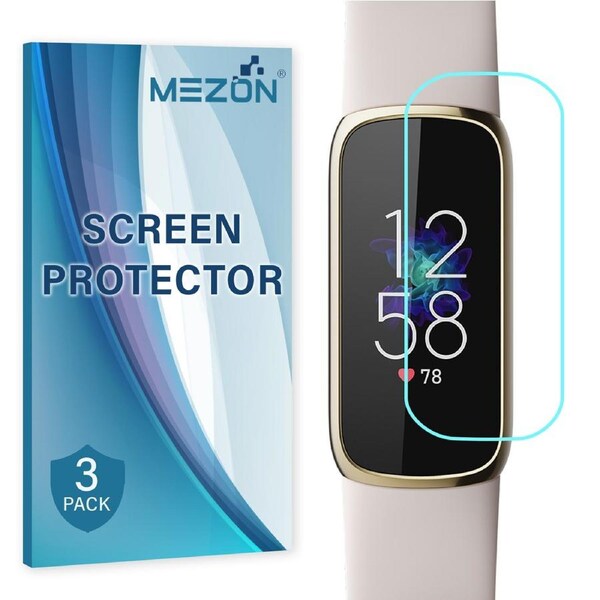 [3 Pack] Fitbit Luxe Ultra Clear Screen Protector TPU Film for Fitness Tracker by MEZON – High Protection, Shock Absorption (Luxe, Clear)
